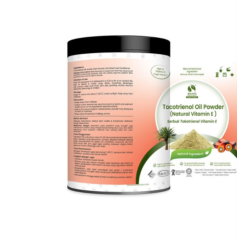 Tocotrienol Oil Powder Natural Vitamin E Bionutricia Extract 