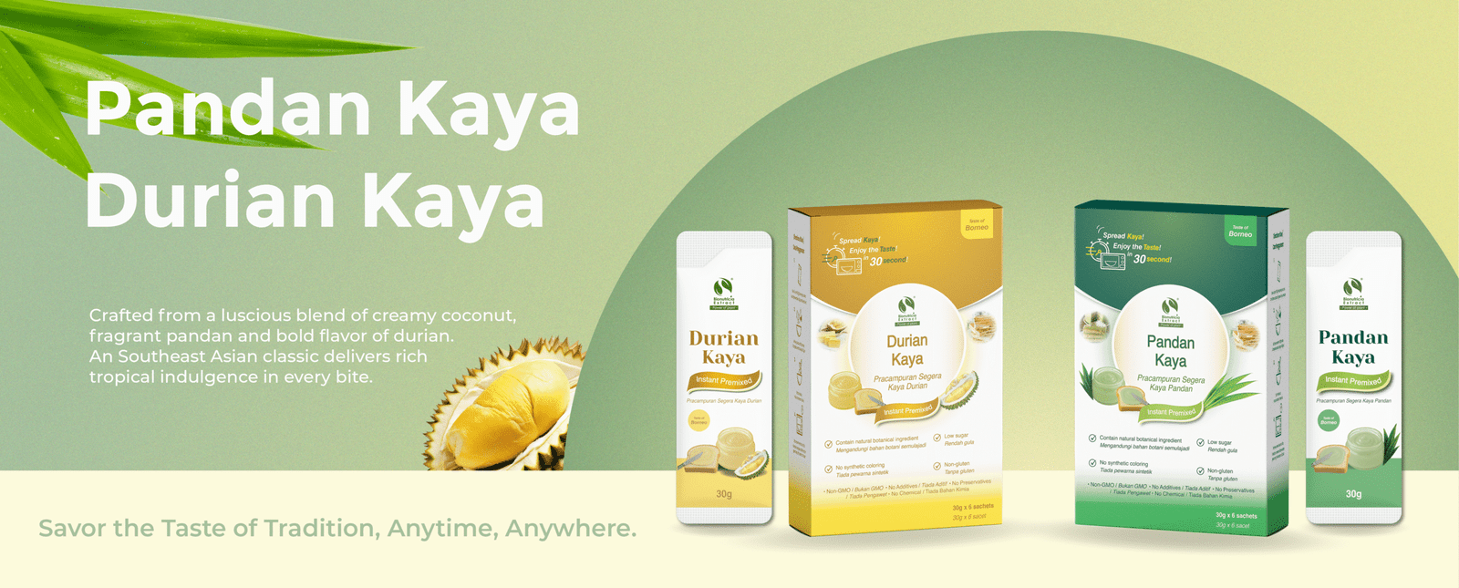 Pandan & Durian Kaya Instant Premix Website Bannner