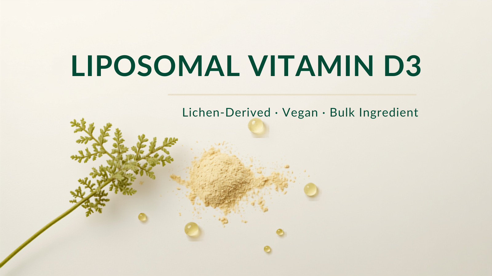 Liposomal vitamin D3 bulk ingredient powder with lichen botanical, vegan lichen-derived, Bionutricia Extract