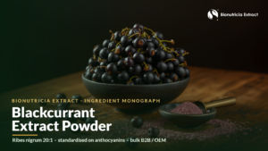 Blackcurrant (Ribes nigrum) extract powder bulk ingredient cover