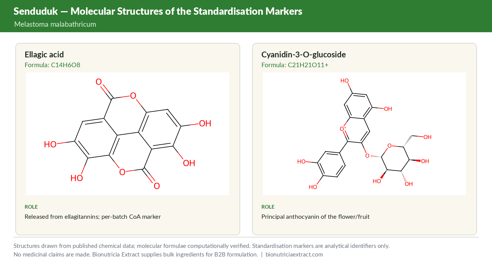 Molecular structures of the standardisation markers