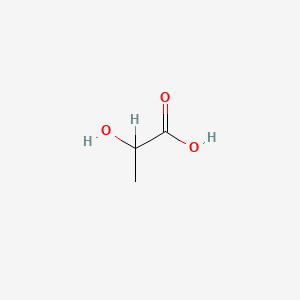 Chemical structure diagram of lactic acid (2-hydroxypropanoic acid, C3H6O3), the compound formed during yogurt fermentation