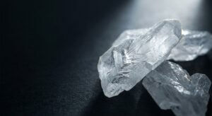 Translucent white menthol crystals macro shot