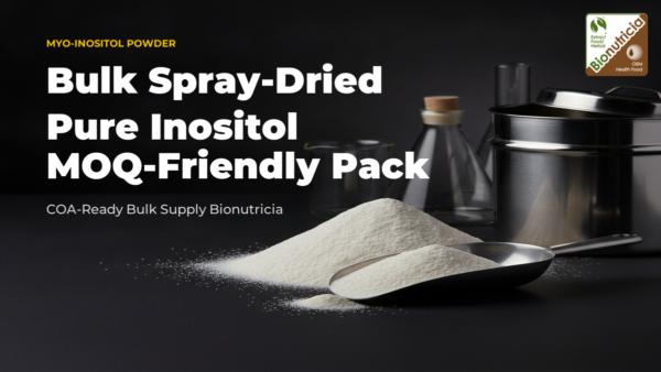 Myo-inositol spray-dried powder for bulk supply to supplement and beverage manufacturers