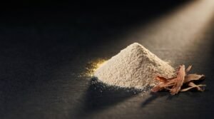 Trans-resveratrol botanical extract powder macro photograph