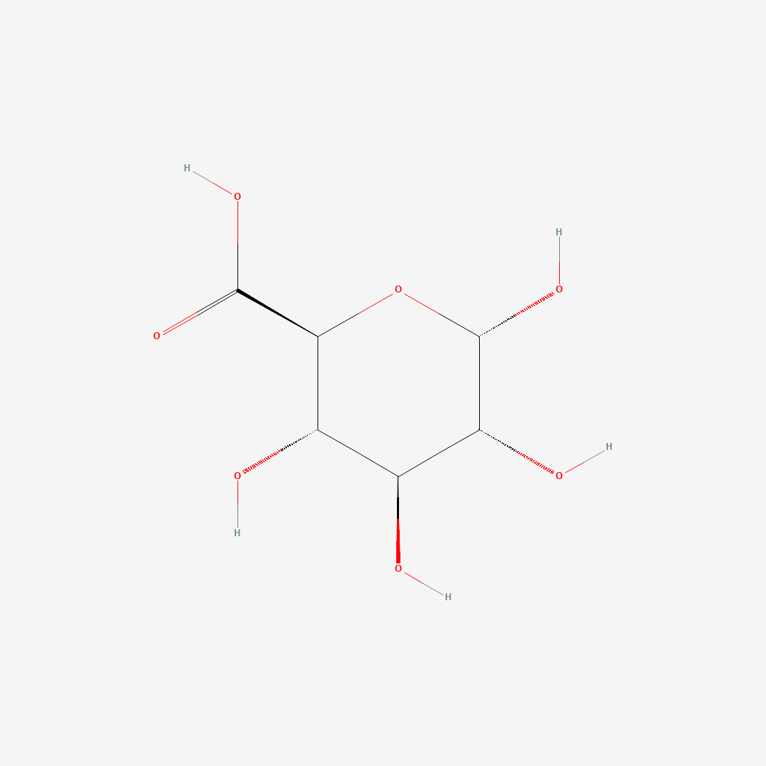 D-glucuronic acid molecular structure, C6H10O7, assay marker of tremella glucuronoxylomannan polysaccharide