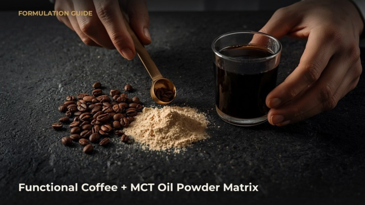 Coffee (Coffea) extract powder and medium-chain triglyceride oil powder