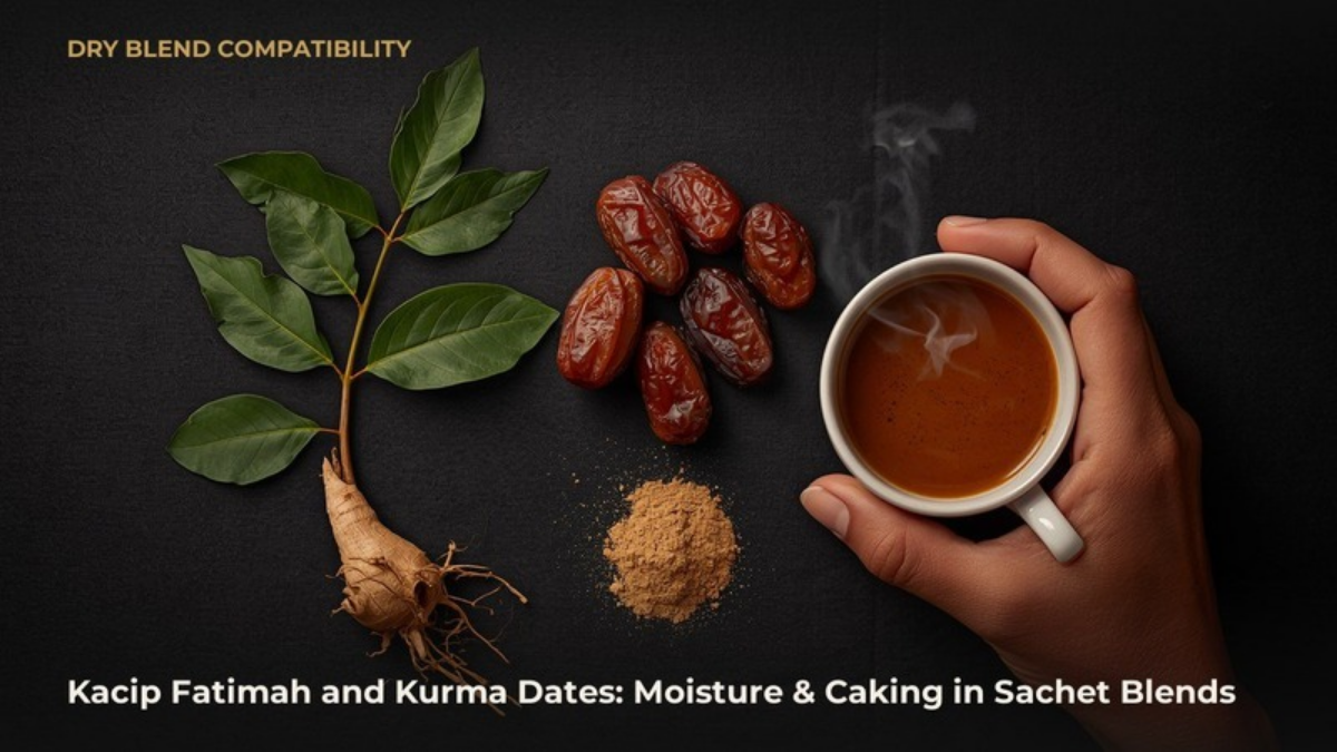 Kacip Fatimah (Labisia pumila) extract powder and Kurma Dates (Phoenix dactylifera) extract powder for dry sachet blend formulation