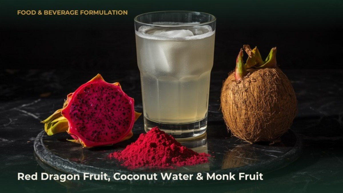 Red dragon fruit (Hylocereus polyrhizus) with coconut water powder and monk fruit